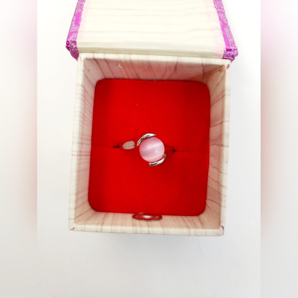 Pink Tiger's Eye Spinner Ring - Size 8